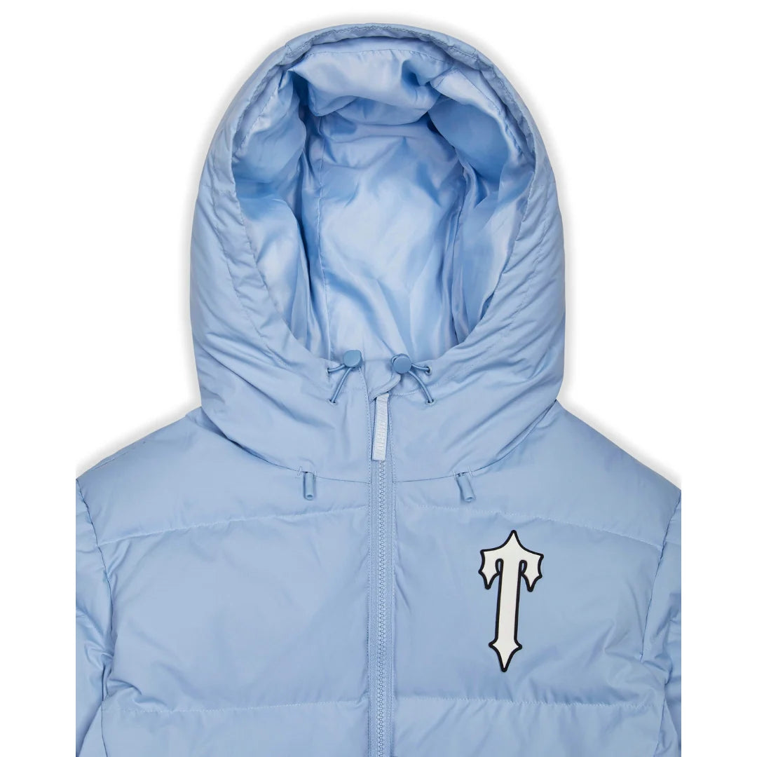 TRAPSTAR IRONGATE ARCH HOODED PUFFER - LIGHT BLUE / WHITE