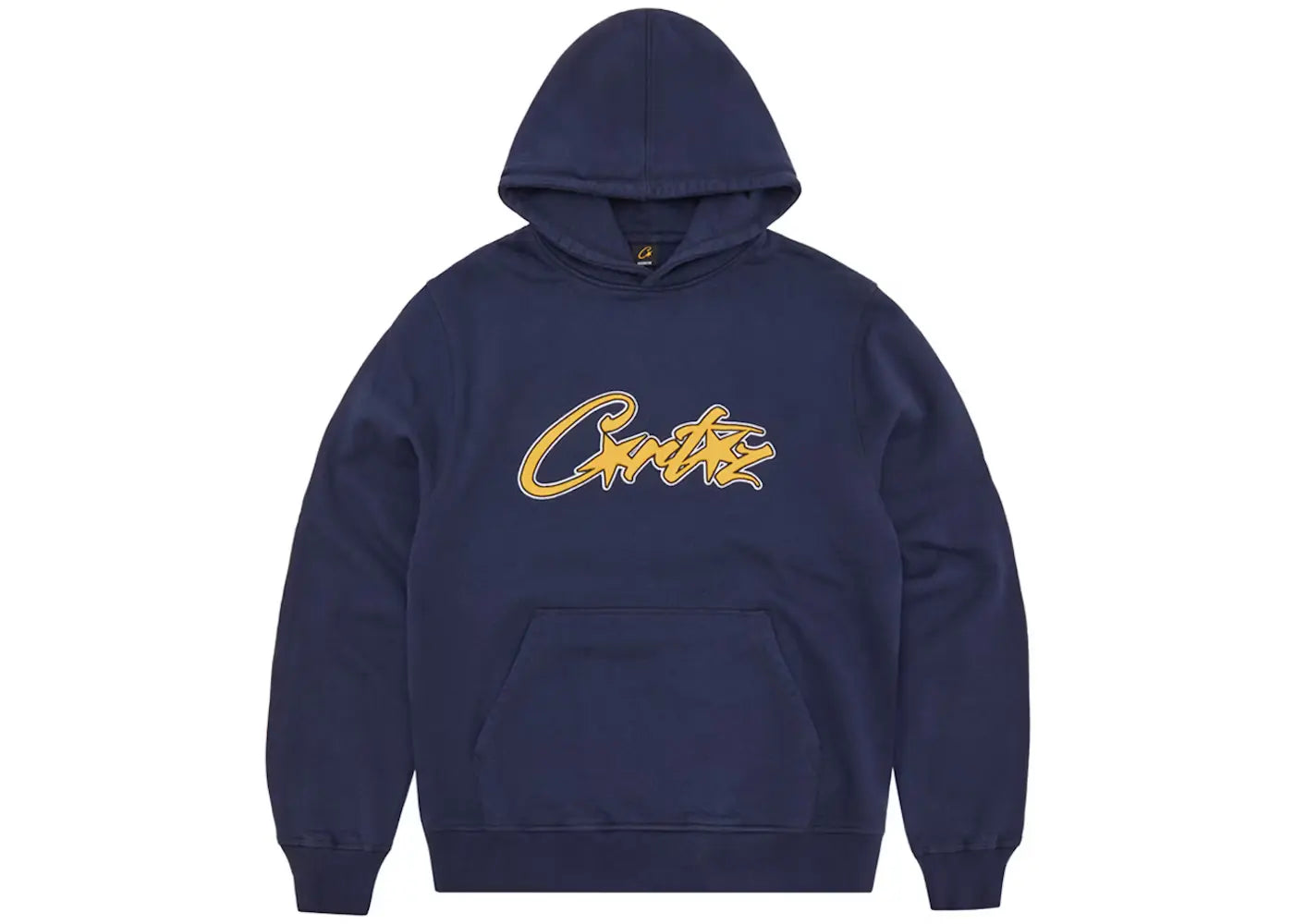 CORTEIZ ALLSTARZ SATIN APPLIQUIE HOODIE - NAVY BLUE / YELLOW