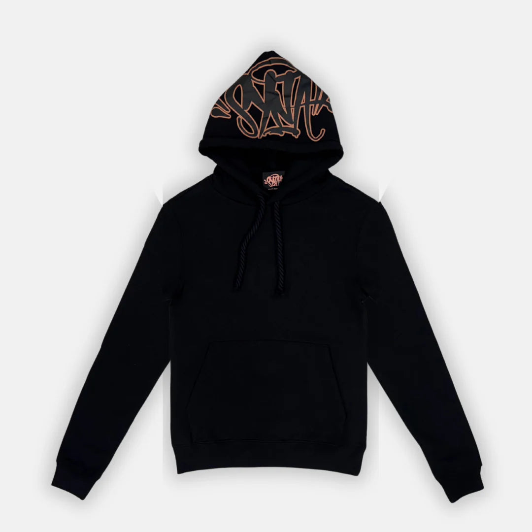 SYNA WORLD LOGO HOODIE AND FLARE JOGGER - BLACK/ROSE GOLD