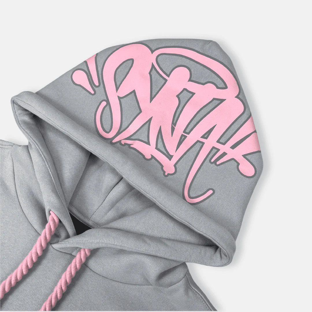 SYNAWORLD SYNA OG LOGO HOODIE - GREY / PINK