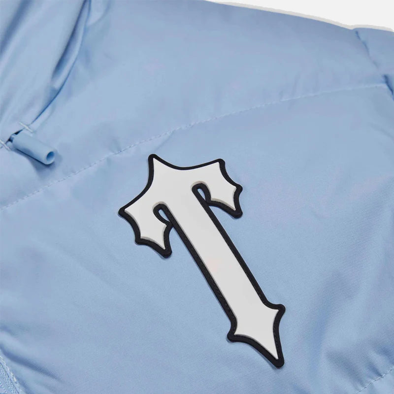 TRAPSTAR IRONGATE ARCH HOODED PUFFER - LIGHT BLUE / WHITE