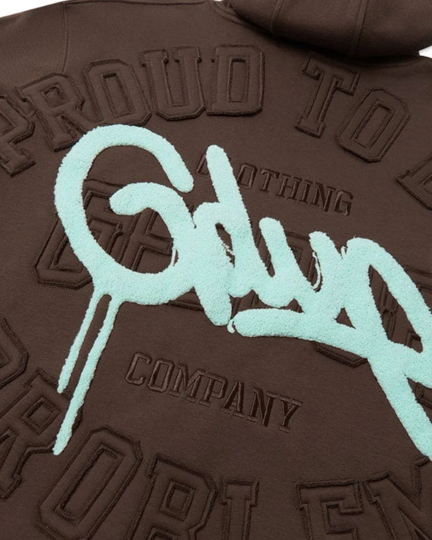 GEEDUP PROUD TO BE A PROBLEM HOODIE - BROWN / AQUA