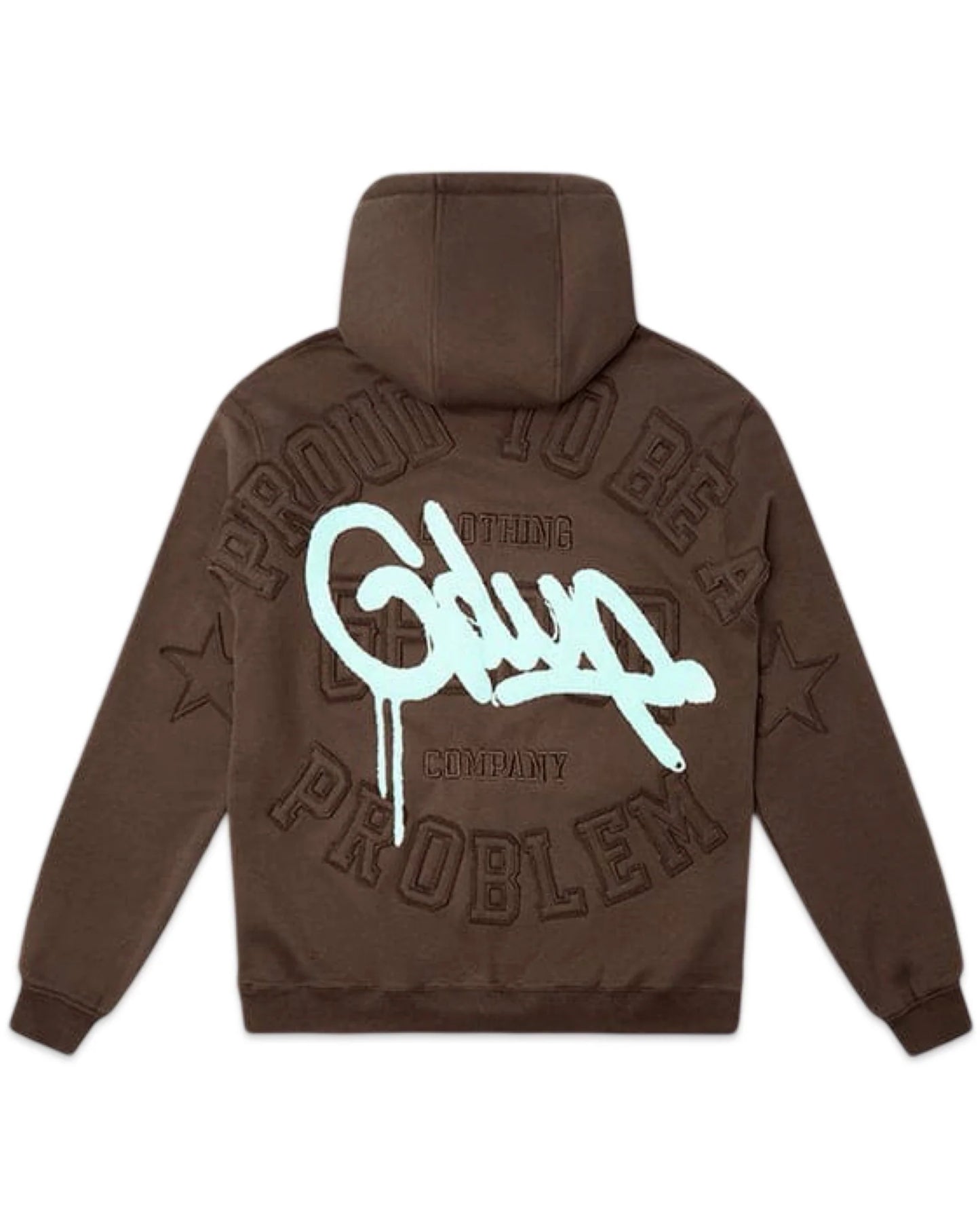 GEEDUP PROUD TO BE A PROBLEM HOODIE - BROWN / AQUA
