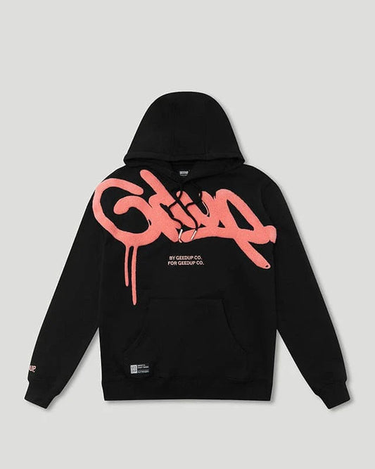 GEEDUP HANDSTYLE HOODIE - BLACK/PEACH