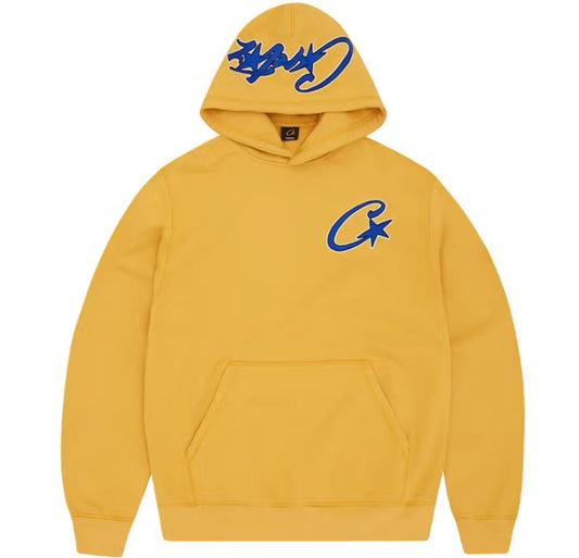 Corteiz Satin C Star Appliqué Hoodie - Mustard