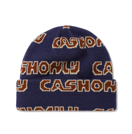 CASH ONLY LOGO PATTERN BEANIE - NAVY/BROWN