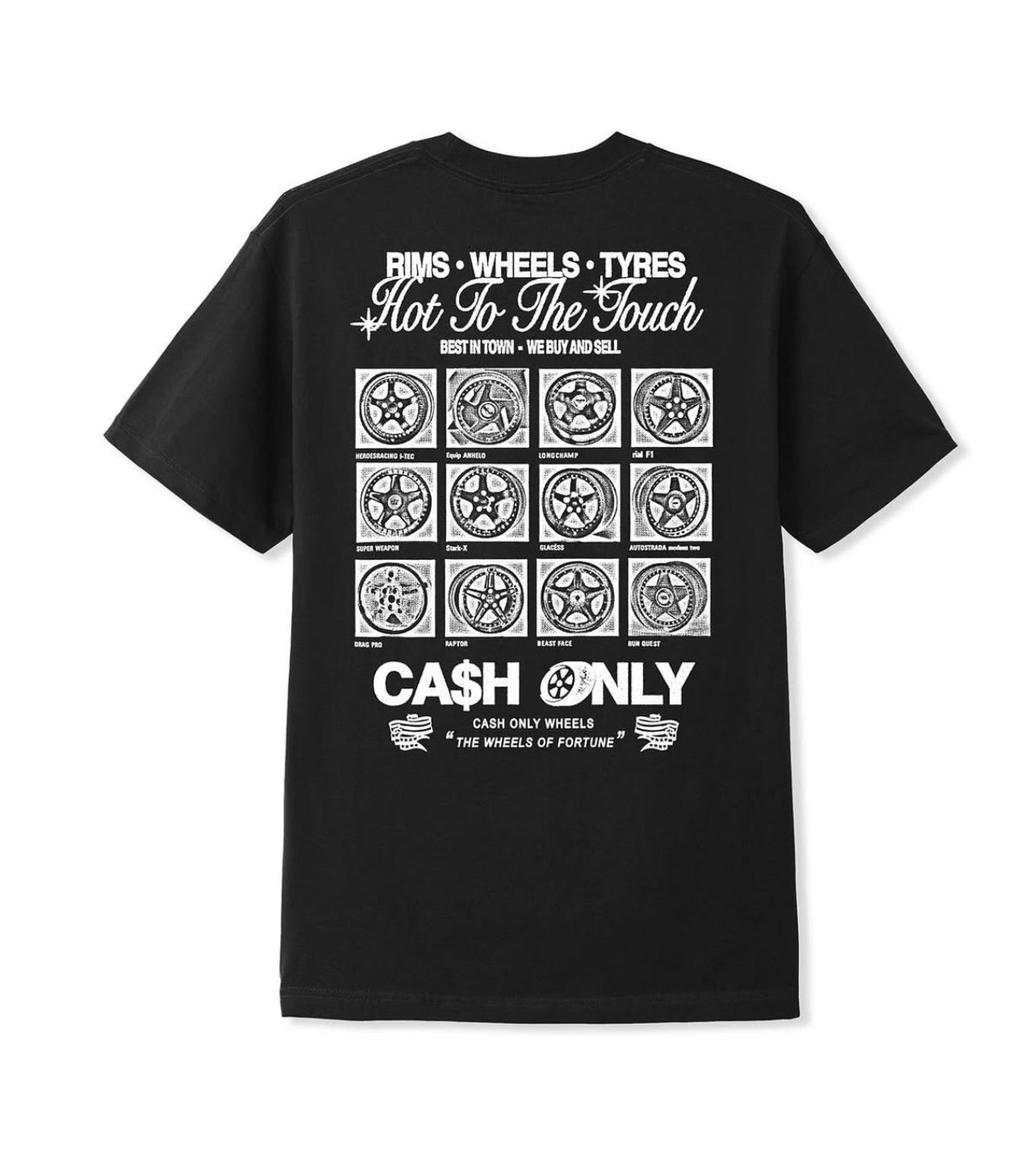 CASH ONLY WHEELS TEE - BLACK