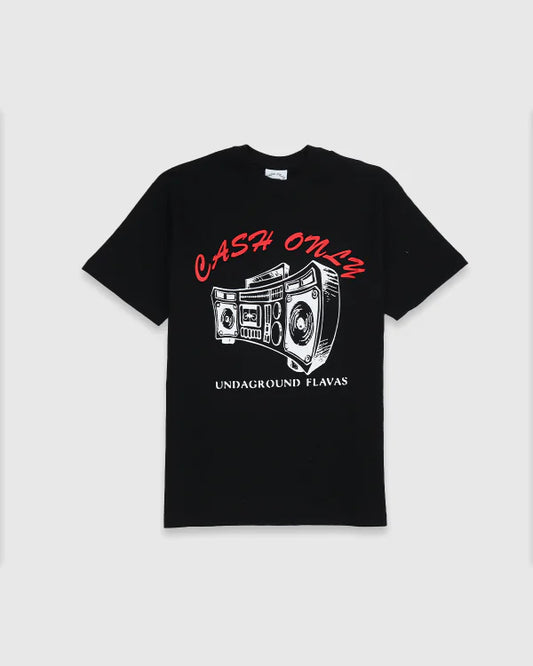 CASH ONLY BOOMBOX T-SHIRT - BLACK