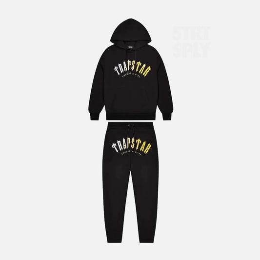 TRAPSTAR HOODED GEL TRACKSUIT - BLACK / YELLOW
