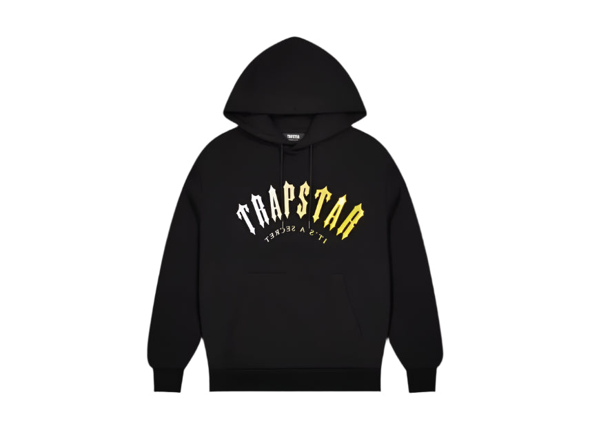 TRAPSTAR HOODED GEL TRACKSUIT - BLACK / YELLOW