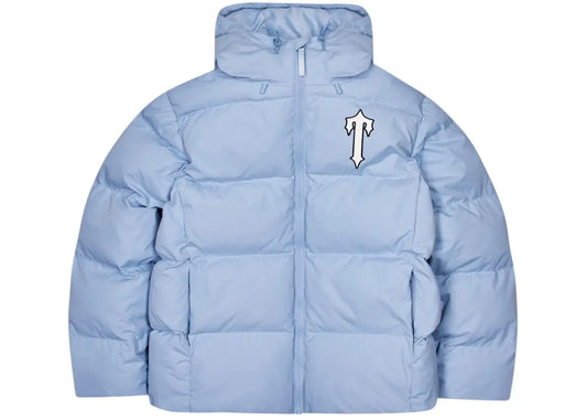 TRAPSTAR IRONGATE ARCH HOODED PUFFER - LIGHT BLUE / WHITE