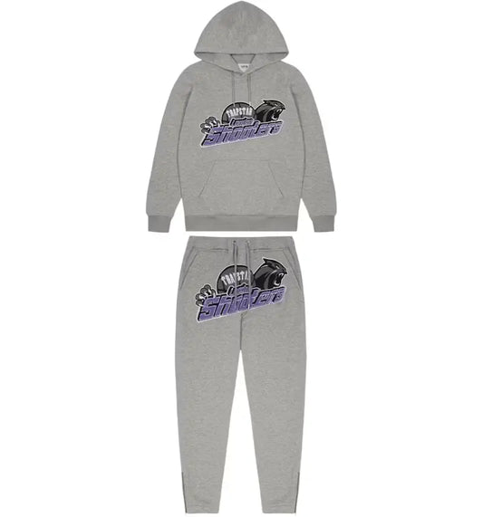 TRAPSTAR SHOOTERS CHENILLE TRACKSUIT - GREY / PURPLE