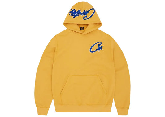 CORTEIZ C-STAR SATIN APPLIQUE HOODIE - MUSTARD / BLUE