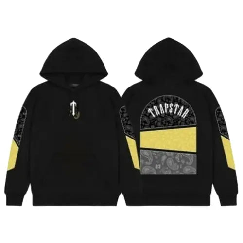TRAPSTAR X CENTRAL CEE ART OF WAR 23 PAISLEY HOODIE - BLACK