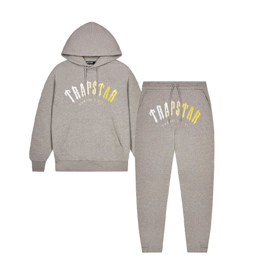 TRAPSTAR HOODED GEL TRACKSUIT - GREY / YELLOW